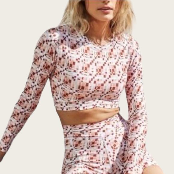 NWT | L*Space | Aim Geometric High Crop Top | Orange/Brown | XS - Picture 1 of 16
